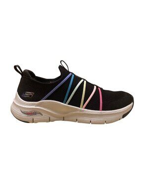 Skechers Women’s Black Multicolor Arch Fit Slip-On Athletic Sneakers Size 6.5